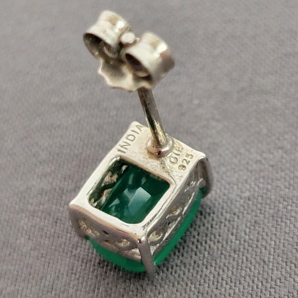 Green Onyx Rhodium Over Silver Heart Necklace, Ring (Sz 7.5), & Earrings - Picture 15 of 16